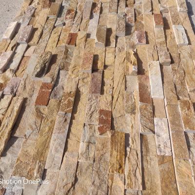 China Modern natural stone ledger panels6'x24 california gold split exterior decoration wall tile slate stone for sale