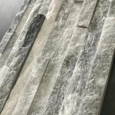 China Gray Sliver Stone Supplier Natural Cloudy High Quality Modern Stones White Gray Quartzite Panel Ledge Stone Tile Pile Stone for sale