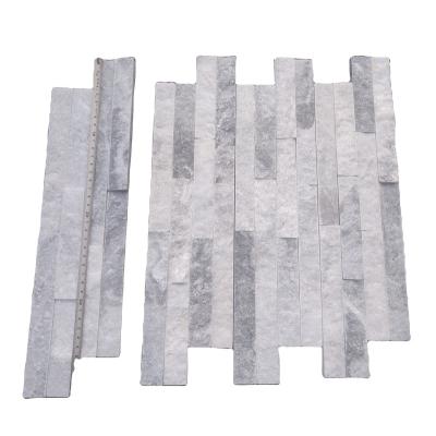 China Alaska Stone Veneer Modern Mini Ledger Panel & White Color Mixed Thin Manufactured Alaska Stone Veneer Split Face Tiles for sale