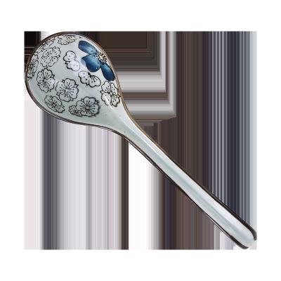 China Sustainable Japanese High - Temperature - Fired Under 17 Cm Porcelain Glazed Hand Painted Soup Spoon for sale