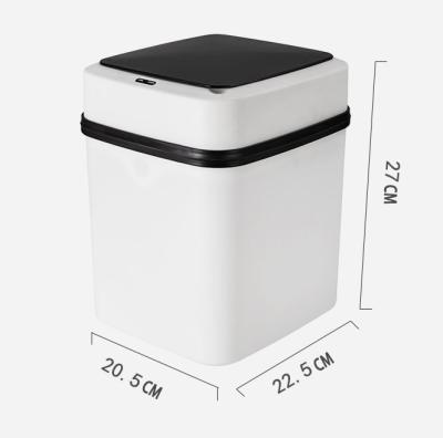 China Intelligent automatic 10L induction stored sealed deodorization plastic office / car universal odorless seal white trash can for sale