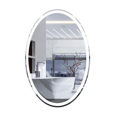 China Bathroom 32*24” 80*60CM Oval 3D Bathroom Frosted Glass Back Light With Customize Functions Wall Touch LED Mirror for sale