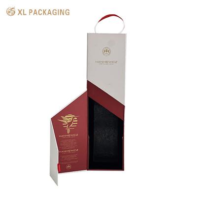 China Caja de papel magnético plegable rígida de lujo logotipo personalizado 750ml para vino champán whisky en venta