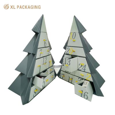 China Exquisite 12 / 14 Drawers Christmas Tree Advent Calendar Custom Drawer Box Packaging for sale