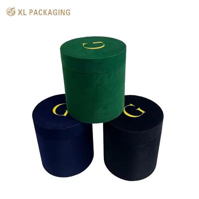 China Luxury Color Velvet Round Dry Flower Box Rose Gift Boxes Valentine's Day Round Cylinder Packaging Velour Flower Tube (Caixa de flores de veludo redonda de cor de luxo) à venda