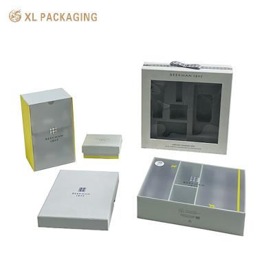 China Customized Cosmetic Paper Box Skincare Top And Bottom Packing With Blister Tray for sale