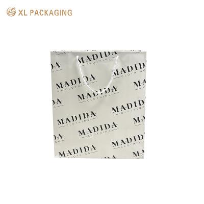 China Paper Bag Coated Paper White Color for Clothes Mall Shipping Bag Full Printing Shoes Packaging Hand Bag for sale