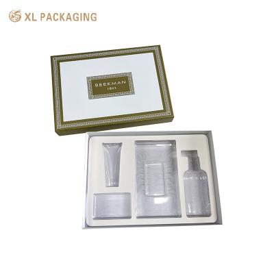 China Caja de papel de diseño personalizado Conjunto de cuidado de la piel Embalaje Caja cosmética de alta calidad Diferentes estilos con bandeja de ampollas en venta