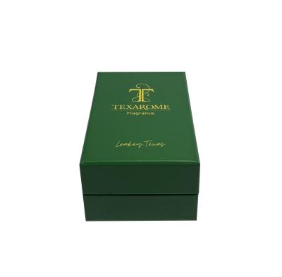 China Estampado en caliente Perfume Cosmetic Packaging Paper Box con logotipo personalizado forma de base de tapa en venta