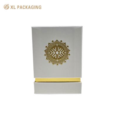 China Luxury Perfume Paper Box Gift Box White Hot Stamping Custom Logo Lid And Base Box for sale