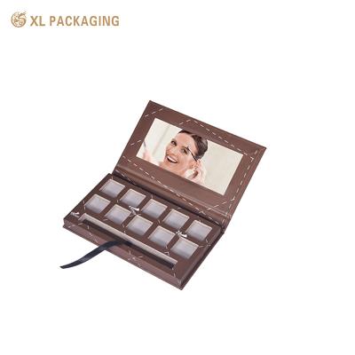 China Customized Rigid Paperboard Empty Magnetic Eyeshadow Pans Paper Box With Mirror for sale