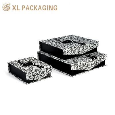 China Custom Logo Black Color Paper Jewellery Box Magnetic Paper Gift Jewelry Box Eco- Friendly Jewlery Box Packaging Te koop