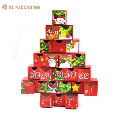 China Luxe Kerst Mysterie Papier Geschenk Advent Kalender Doos Verrassing Cosmetische Mysterie Dozen Met Jolly Verpakking Te koop