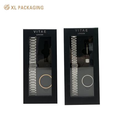 China Low MOQ Cheap Custom Black Paper Watch Storage Box Watch Packing Boxes Cases for sale