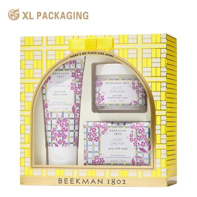 China Custom Luxury Gift Box Packaging With Window Custom Printed For Cosmetic Skincare Sets for sale