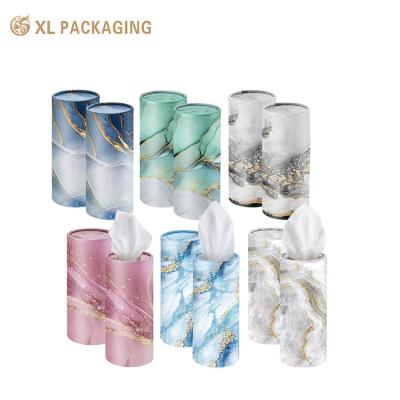 China Custom Kraft Paper Tube Car Tissue Packaging Box Cylinder Car Design Facial Tissues With Car Design Virgin Wood Pulp Material for sale