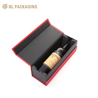 China Caja plegable de papel magnético de lujo con logotipo personalizado Caja rígida de 750 ml de vino CHAMPAGNE WISKY Cartón rectangular aceptado en venta