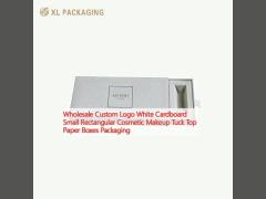 Wholesale Custom Logo White Cardboard Small Rectangular Cosmetic Makeup Tuck Top Paper Boxes Packaging