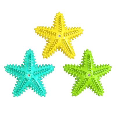 China Stocked Bite Resistant Plastic Starfish Shaped Sounding Dog Toothbrush Starfish Ball Plastic Eco Cute Dog Pet Toys for sale