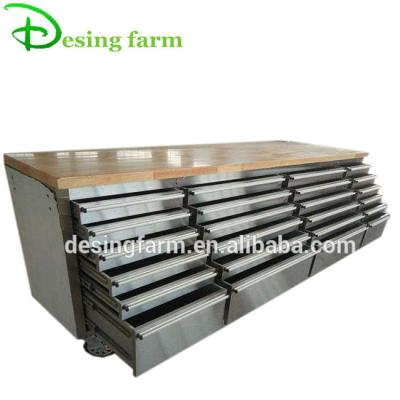 China Movable Economic Rolling Tool Cabinet Stainless Workbench With Wooden Desk for sale