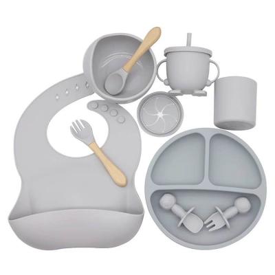 China 100% Eco-friendly shipments to USA Amazon FBA Amazon Child Feeding Dish Spoon Food Grade Silicone Bowl Baby Feeding Set BPA Free of cup for sale