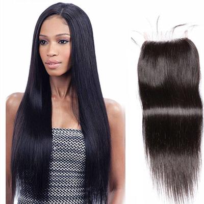 China Straight 2023 Factory Vendor Natural Black Color 8 10 20 Inches Hair Silky Straight Wave Lace Closure for sale