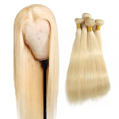 China New Arrival European Straight Hair Extension Double Weave Drawn Weft Bundles Custom Made Stock Silky Straight Blonde Hair Straight Wave Bundles for sale