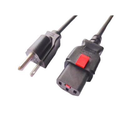 China Consumer Electronics AC Power Cord Plug USA 3-PIN Plug To Self Locking C13 10A 125V for sale