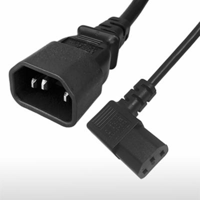 China Consumer electronics USA IEC 60320 plug C14 to C13 left type AC power cord-connector 10A 125V, 3-pin AC plug wire cord angle connector for sale