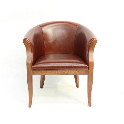 China Five Star Hotel Lobby Customized Ash Leg Gathering Modern Leather Lounge Chair for sale