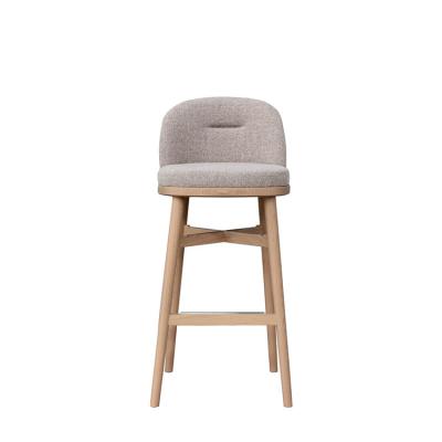 China Classic Nordic Rustic Modern Kitchen Chair Fabric Counter Top Bar Stool Meeting Wood Bar Stool With Back for sale