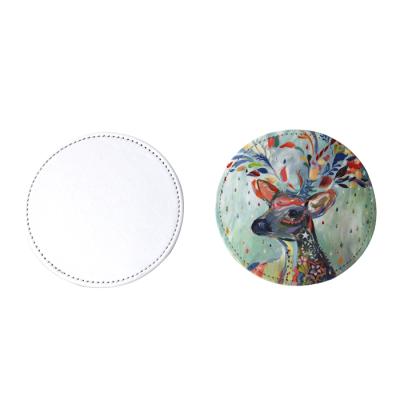 China Prosub Sustainable Sublimation Coaster Masks Custom Round and Square Leather Coasters Printing Sublimation Coasters for sale