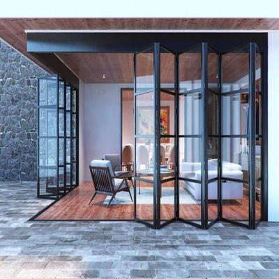 China OEM Modern Home Energy Saving Insulated Low E Modern Exterior Glass Door Bi Fold Door Aluminum Interior Fold for sale