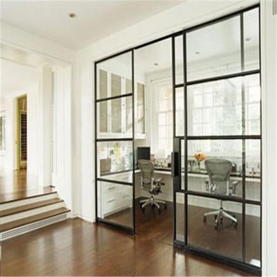 China Modern aluminum frame with double pocket glass aluminum door for sale