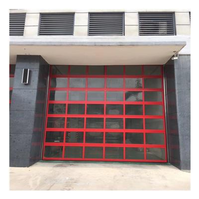 China Modern aluminum alloy hardware new industrial frosted glass panel villa garage sectional black door for sale