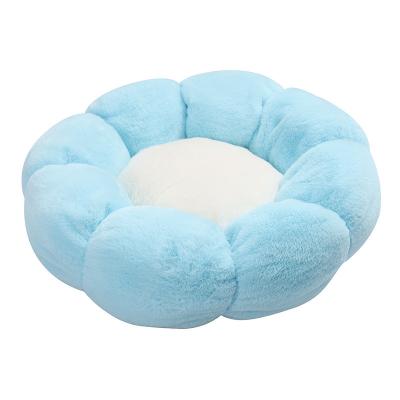 China New Pet Plush Pet Nest Waterproof Winter Small and Medium Flower Warm Cat Dog Deep Sleep Bed for sale