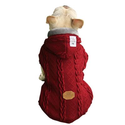 China Sustainable Small Dog Clothes Fall And Winter Knitted Wool Plus Warm Fleece Hoodie Pet Apparel Puppy Clothes for sale