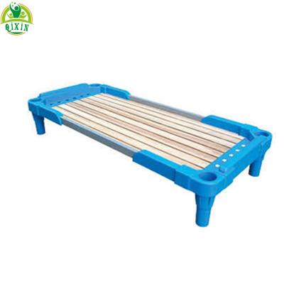 China Good Quality Modern Kindergarten Kids Bed Plastic+wood Stackable Bed for sale