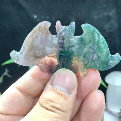 China China Wholesale Hot Selling Natural Crystal Hand Carved Healing Stone Moss Agate For Batting Crystal Craft Gifts for sale