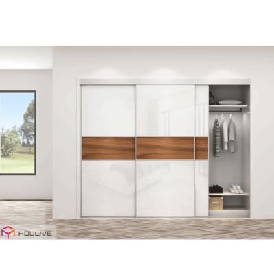 China (Size)Adjustable Modern White Construction In Style 3 Door Wardrobe Closet Sliding Door High Gloss Finish for sale