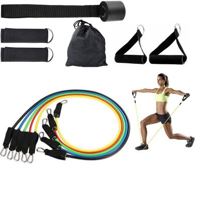 China Portable Durable 11 Pcs Exercise Fitness Resistance Band Tube Set For Workouts Physiotherapy Gym Training Home Yoga for sale