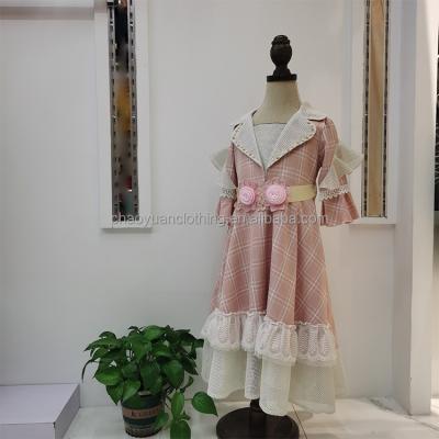 China Custom Elsali Anti-wrinkle 2022 New High Quality Kids Beads Dress Kids Sewing Dresses Plaid Dress For Kids for sale