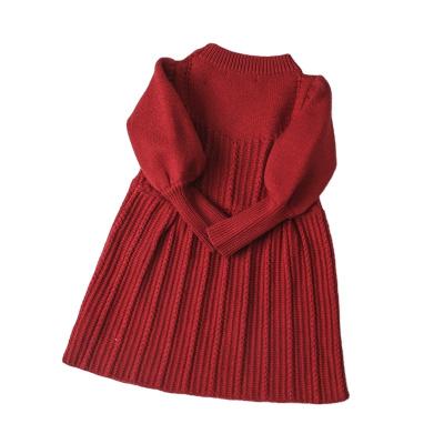 China Sweet girls skirt autumn and winter knitted princess dress girls sweater dress for sale