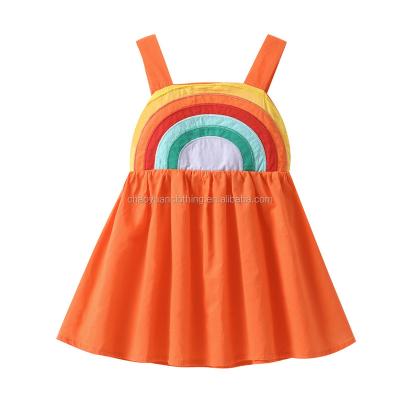 China Wholesale Sweet Rainbow Cotton Girls Clothes Anti-wrinkle Fashion Newborn Girl Dress 1-3 Years for sale