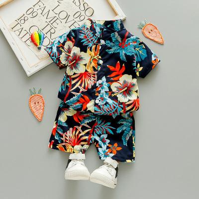 China Unique Design Summer Casual Kids Clothes Baby Boy 2pcs Cotton Shirt Pants Casual Cotton Print Boy Sets Summer Beach Style Shirt+Shorts for sale