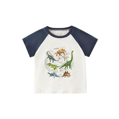 China Breathable Comfortable Soft Cartoon Print Raglan Sleeves T-shirt Cotton Stretch Boys Top T-Shirt For Kids Boy for sale