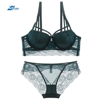 China Antibacterial ladies sexy net bra sets lingerie wholesale women embroidered bra and panty sets for sale