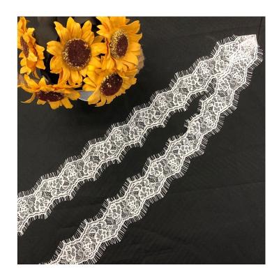 China Wholesale Viable White Bridal Guipure Chantilly Lace Elastic Trim For Underwear for sale