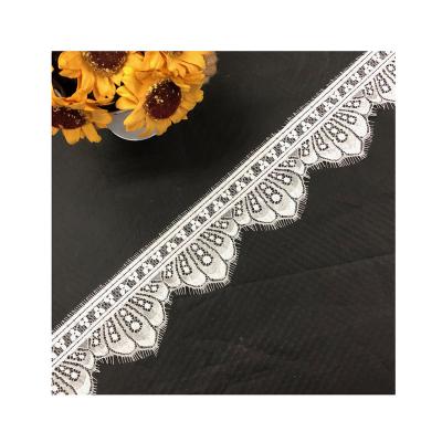 China Viable Eyelash Lace Trimming White French Cotton Rope Lace Trim For Sexy Lingerie 2019 for sale