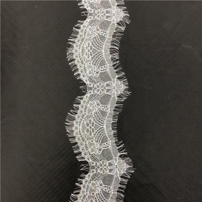 China French Lace Bridal Veil Lace Trim Black White Eyelash Viable Wedding Trim 10cm Wide for sale